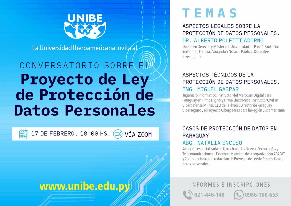 Flyer invitación Proyecto de ley de protección de datos personales